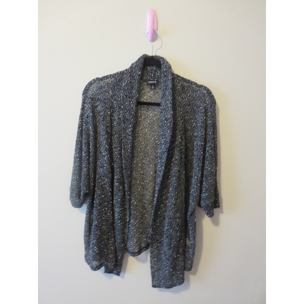 Torrid Womens Black White Marled Open Front Cardigan Sweater Size 2 2X - Picture 2 of 5